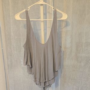 Free People Light Gray/dusty Purple Layered Flowy Tank Top